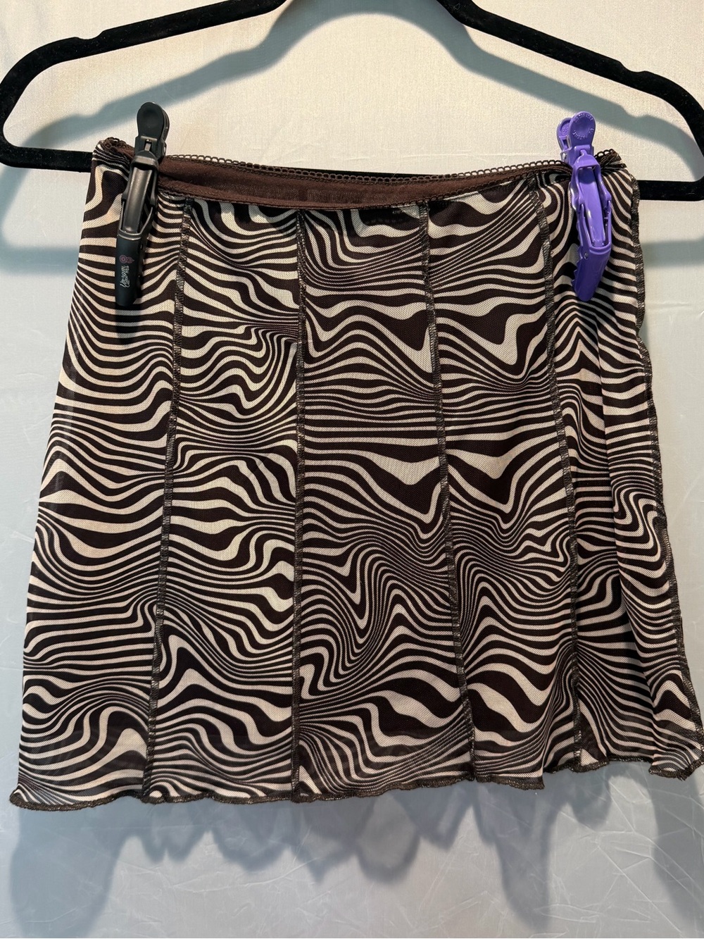 H&M Divided Brown Abstract Mesh Mini Skirt NWT XS